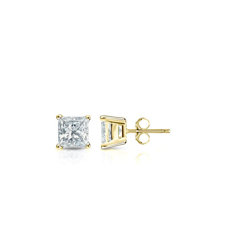 Princess-Cut Lab Grown 1/3ctw. EF VS Diamond Stud Earrings in 14k Yellow Gold image number null