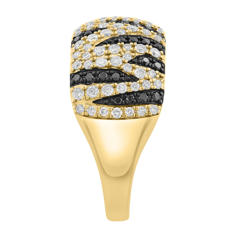 EFFY .93ctw. White Black Diamond Animal Print Fashion Ring in 14k Yellow Gold image number null