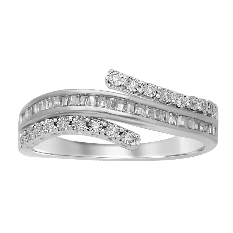 Diamond Bypass Fashion Ring 1/5ctw in 10k White Gold image number null
