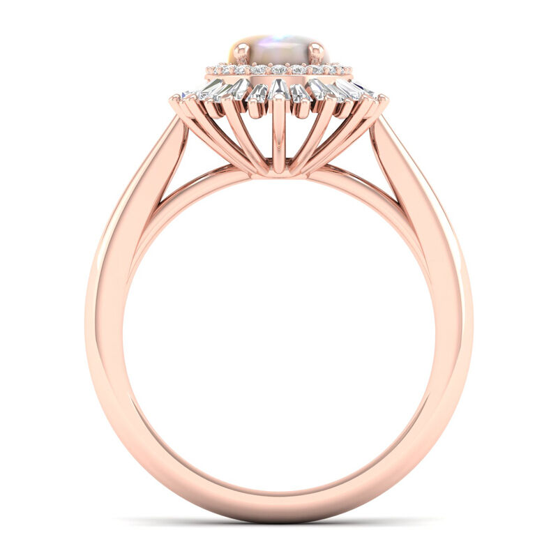 Oval Opal & Diamond Ballerina Ring in 10k Rose Gold image number null