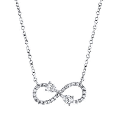 Shy Creation 0.22 ctw Infinity Diamond Necklace in 14k White Gold