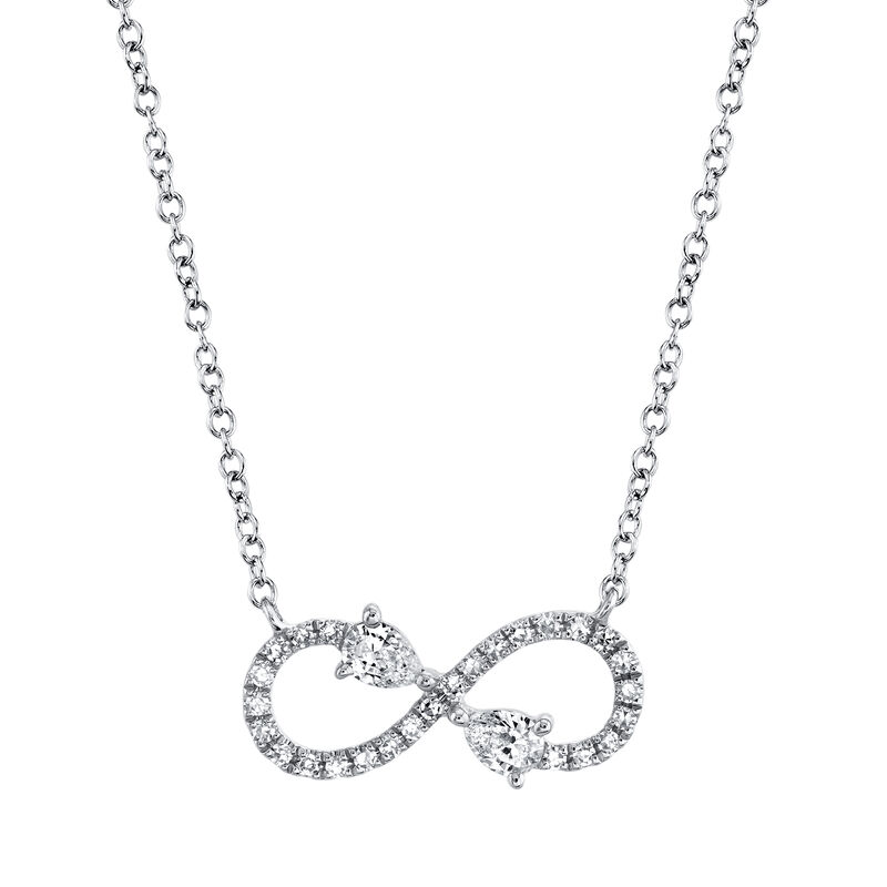 Shy Creation 0.22 ctw Infinity Diamond Necklace in 14k White Gold image number null