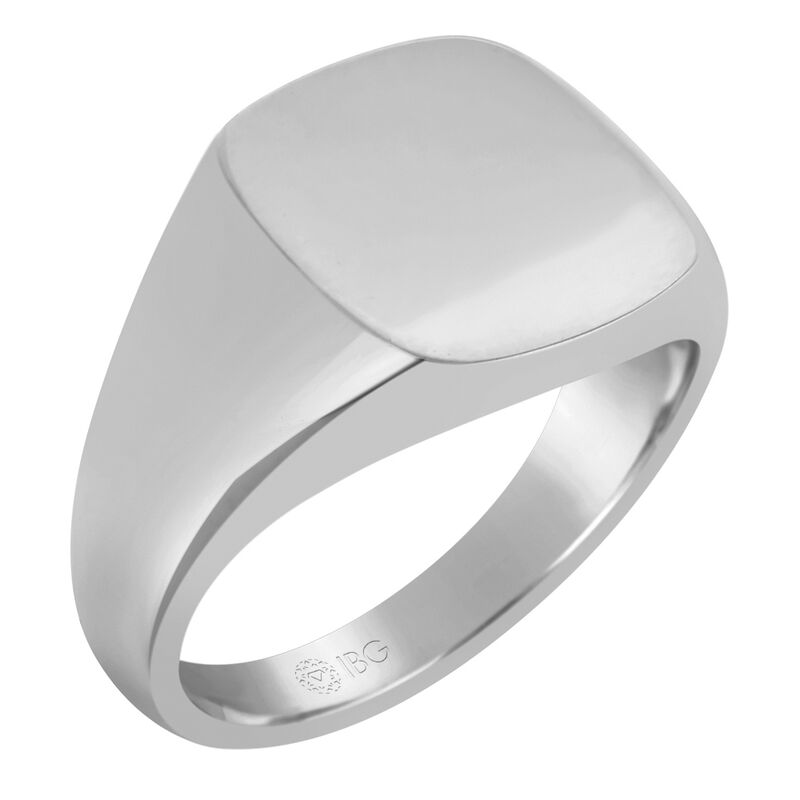 Cushion Satin Top Signet Ring 14x14mm in 10k White Gold  image number null