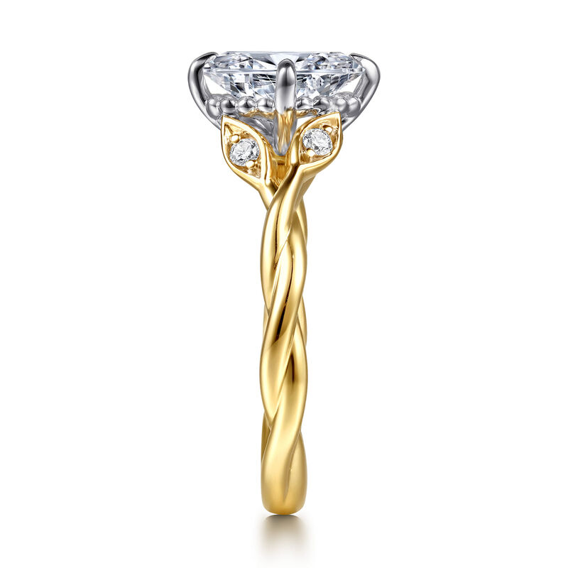 Gabriel & Co. "Daija" Leaf Twist Shank 14k Yellow Gold Diamond Ring Setting ER16917O6M44JJ image number null