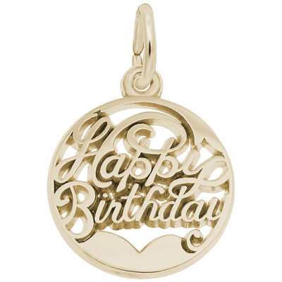 Happy Birthday Charm in Gold Plated Sterling Silver