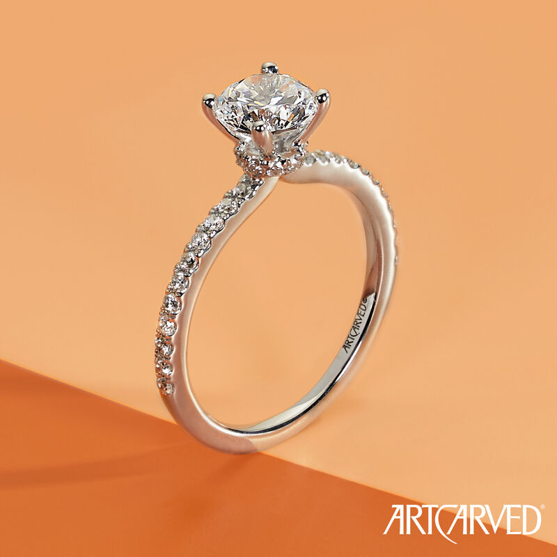 Sybil. ArtCarved Diamond Semi-Mount in 14k White Gold image number null