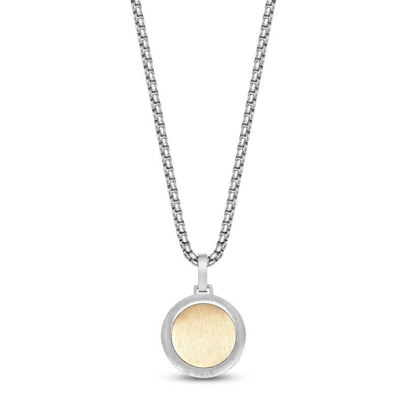 Gold Tone Pendant on 24" Box Chain in Stainless Steel image number null