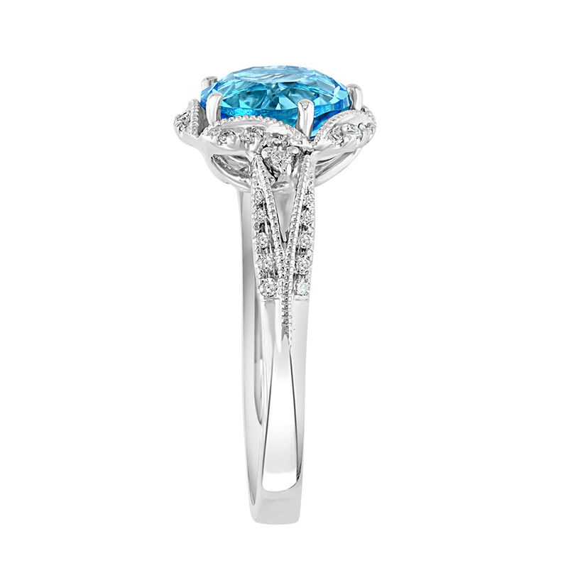 Maddie. Blue Topaz & Diamond Antique Ring in 14k White Gold image number null