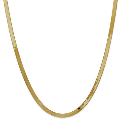 Silky Herringbone 18" Chain 4mm in 14k Yellow Gold
