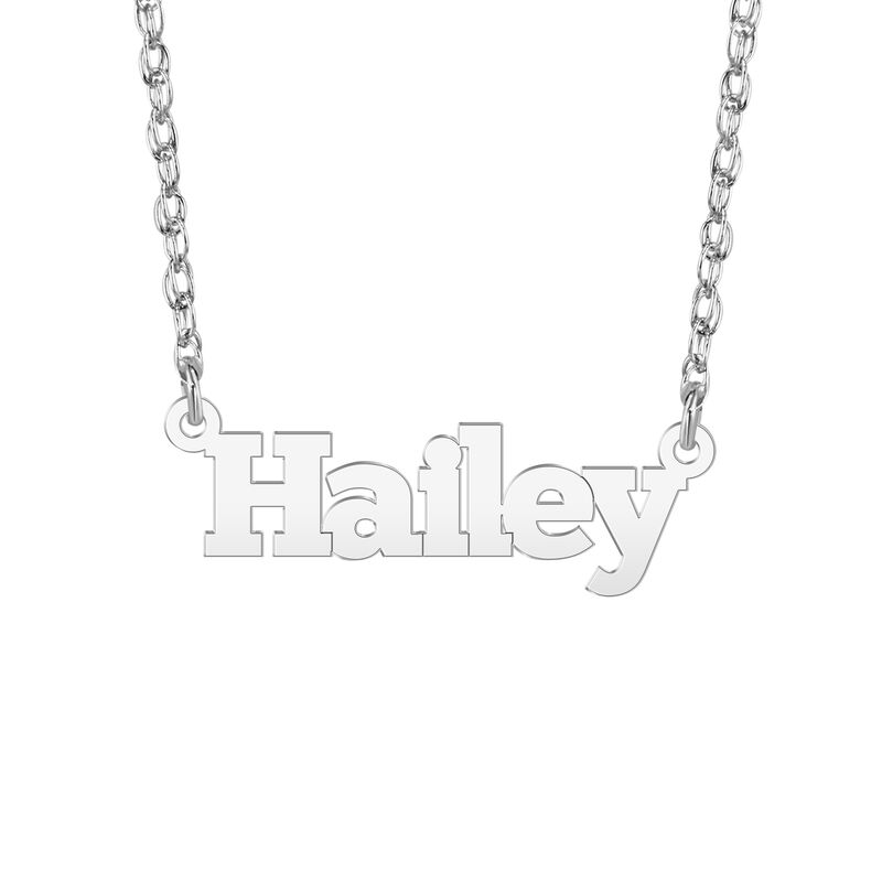 High Polished Block Font Nameplate Necklace in Sterling Silver image number null