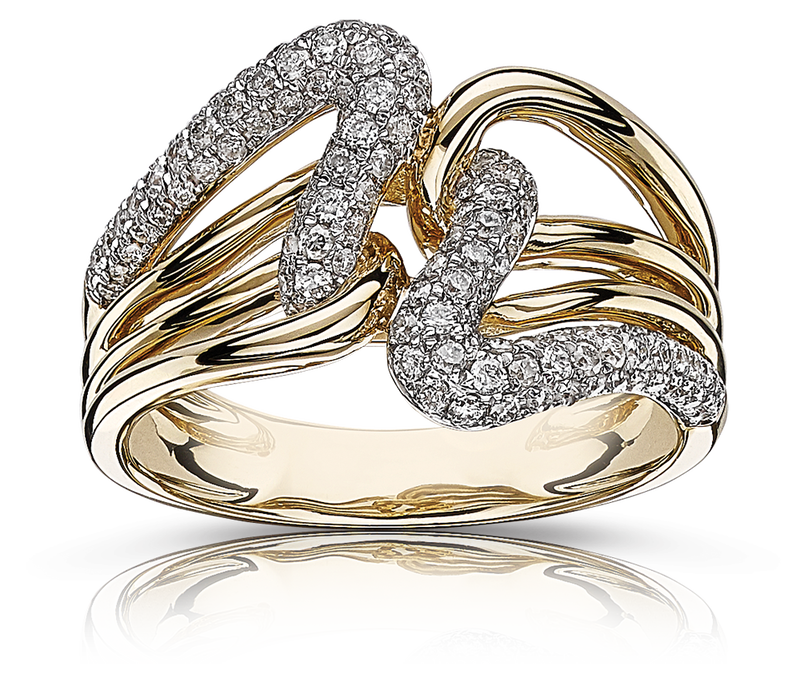 Diamond Pave Swirl 1/2ctw Fashion Ring in 14k Yellow Gold image number null