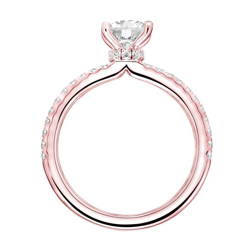 Sybil. ArtCarved Diamond Oval Semi-Mount in 14k Rose Gold image number null