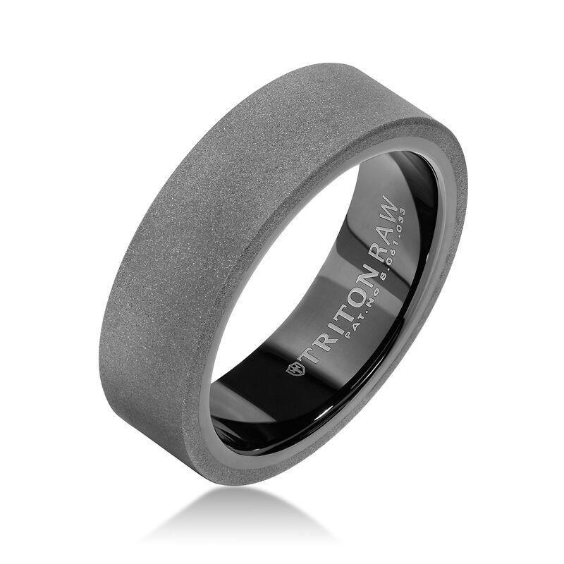 TritonRaw Tungsten Flat Matte Men's Band with High Polished Black Tungsten Interior image number null