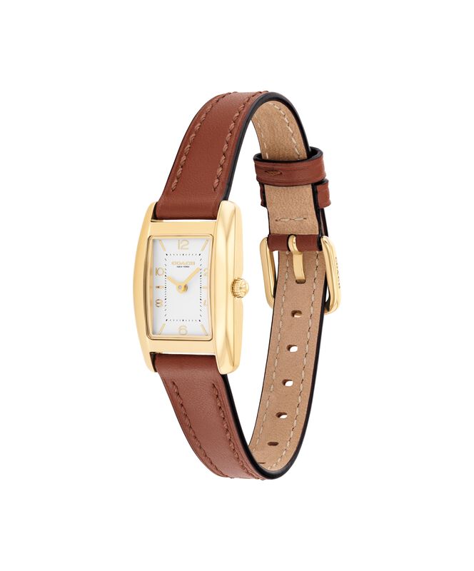 Coach Reese Rectangular Silver White Dial Leather Strap Watch 14504643 image number null