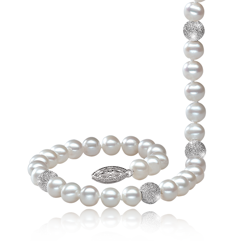 Freshwater Pearl & Sparkle Bead Strand 18" image number null