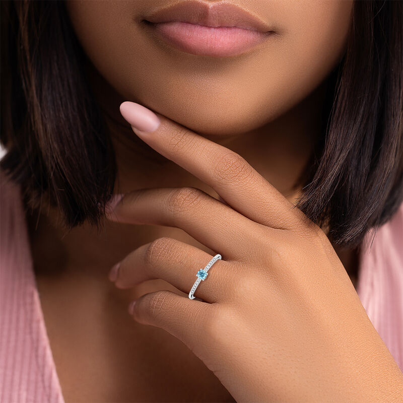 Blue Lab Grown Diamond Fashion Ring in 10k White Gold image number null