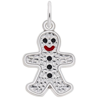 Gingerbread Man Charm in Sterling Silver
