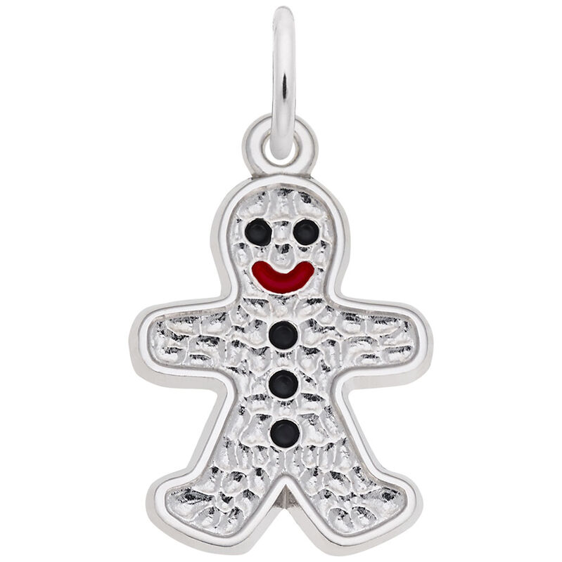 Gingerbread Man Charm in Sterling Silver image number null