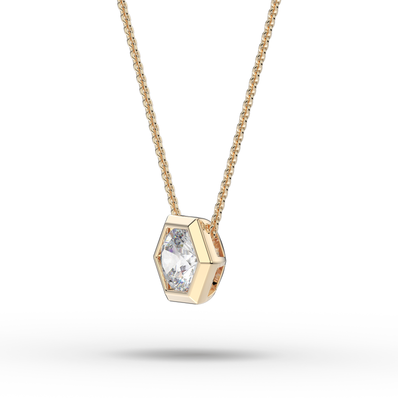 Brilliant-Cut 3/4ctw. Lab Grown Diamond Hexagon Bezel Pendant in 14k Yellow Gold image number null