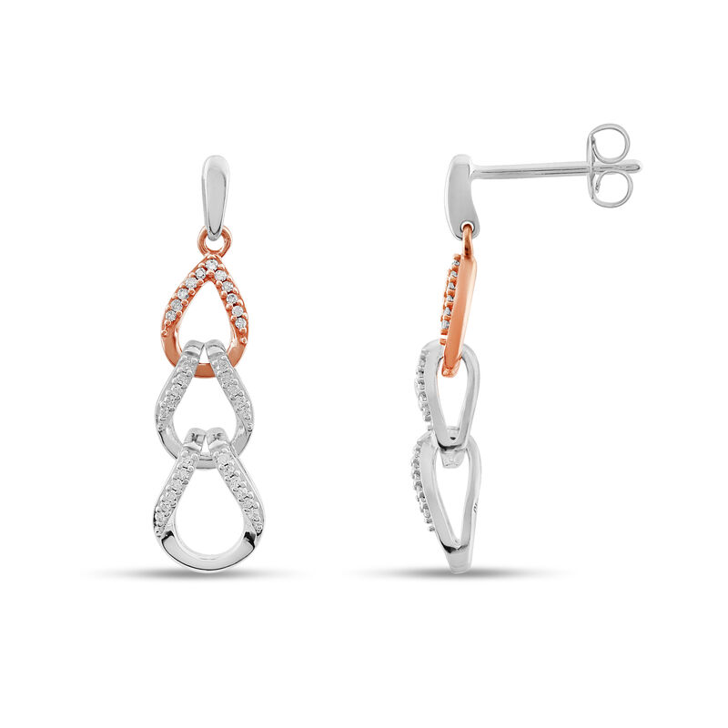 Triple Diamond Drop Earring in 10k Rose & White Gold image number null