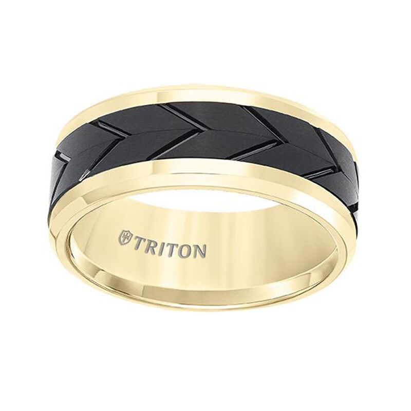 Triton Tungsten Carbide Comfort Fit Two Tone Men's Band image number null