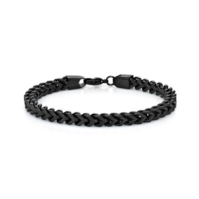 Men's Foxtail 6mm Chain Bracelet in Black Plated Stainless Steel