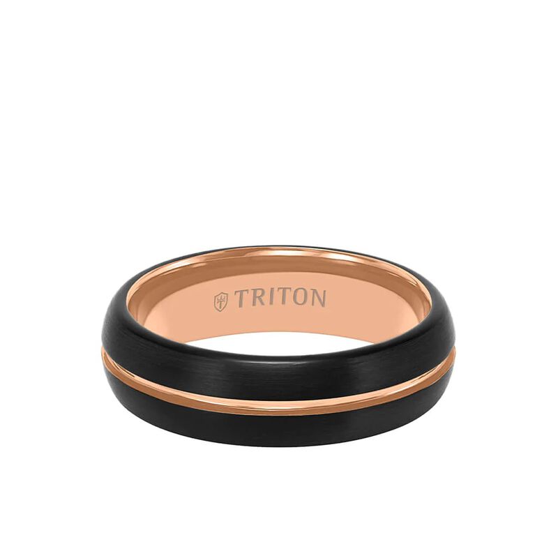 Triton Tungsten with Rose Center Wedding Band image number null