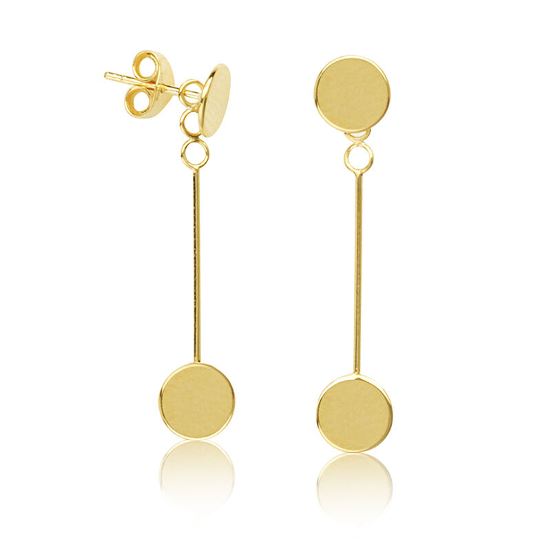 Disc Stud Dangle Fashion Earrings in 14k Yellow Gold image number null