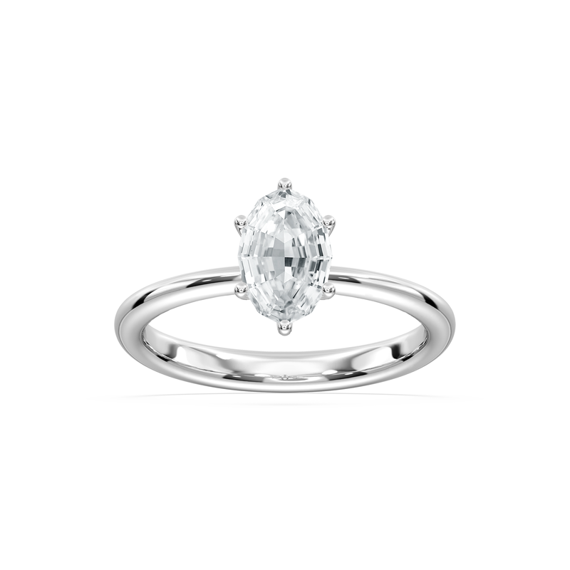 Duchess Oval Lab Grown Diamond 3ctw. Solitaire Engagement Ring in 14k White Gold image number null