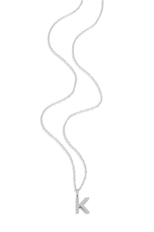 Lab Grown Diamond Letter K Initial Pendant Necklace in Sterling Silver image number null