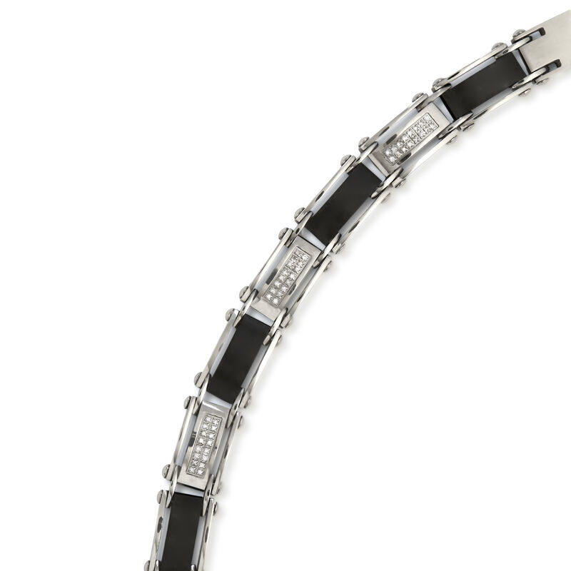 Men's Diamond & Black Ion-Plated Bracelet image number null