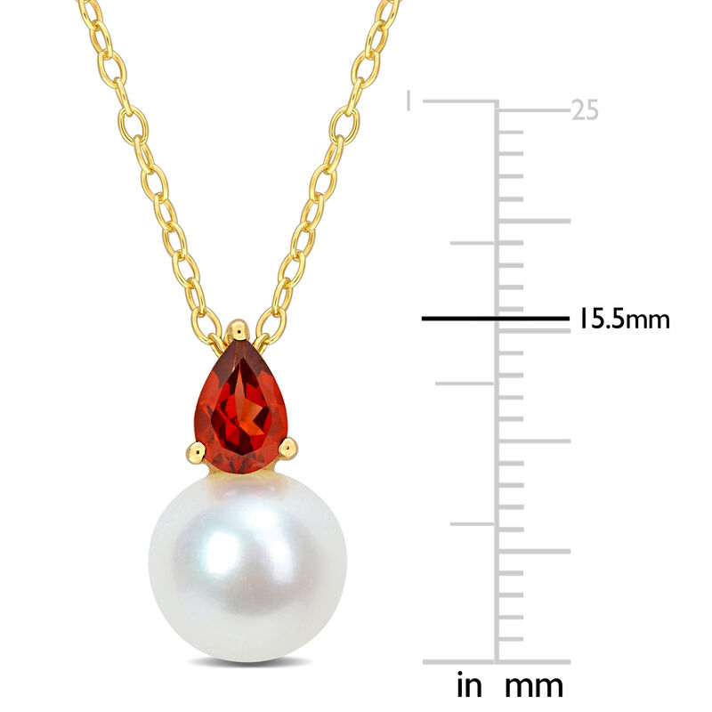 Garnet & Freshwater Cultured Pearl Necklace in Gold Plated image number null
