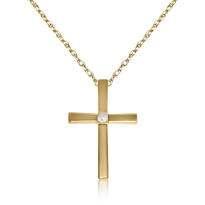 Diamond Cross Pendant in 10k Yellow Gold image number null