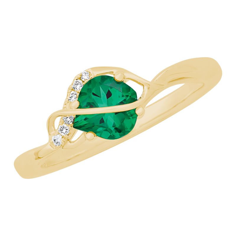 Chatham Created Emerald Swirl Ring in 14k Yellow Gold image number null