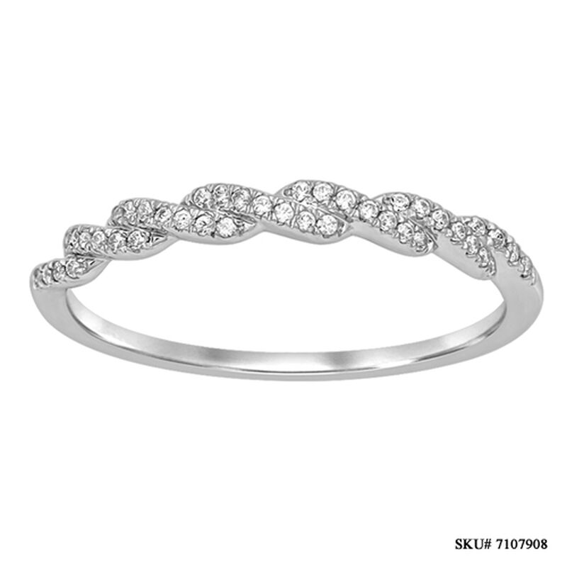 Diamond Stackable Woven Design Band in 10k White Gold image number null