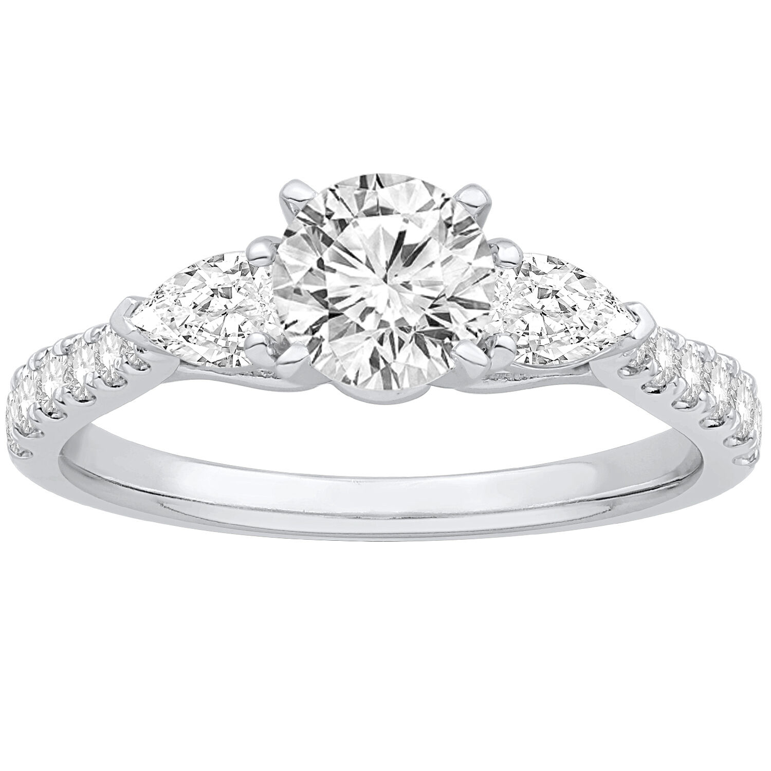 Brilliant-Cut 5/8ctw. Diamond Three Stone Ring Setting in 14k White