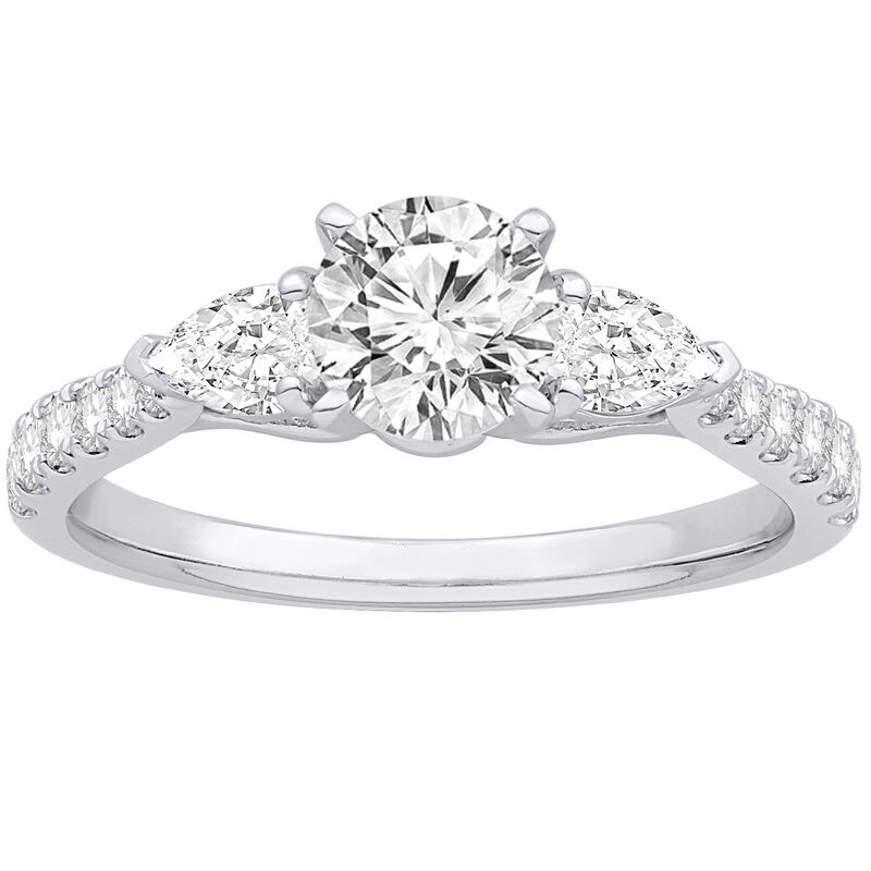 Brilliant-Cut 5/8ctw. Diamond Three Stone Ring Setting in 14k White Gold image number null