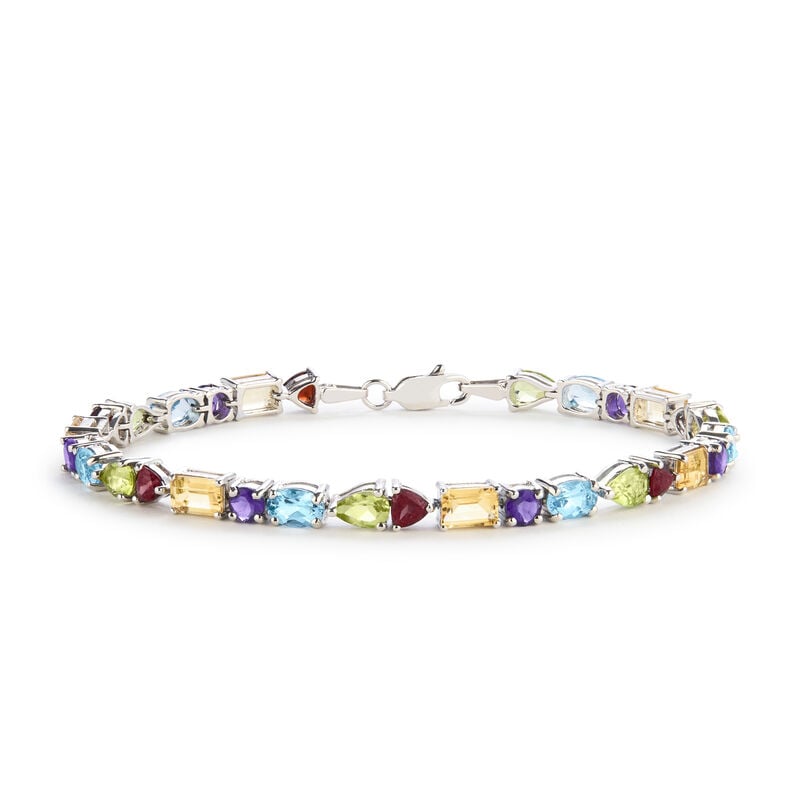 Genuine Multi-Stone Amethyst-Citrine-Blue Topaz-Garnet-Peridot Bracelet image number null