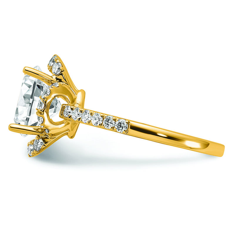 Oval-Cut Lab Grown 1.5ct. Diamond Clover Halo Engagement Ring in 14k Yellow Gold image number null