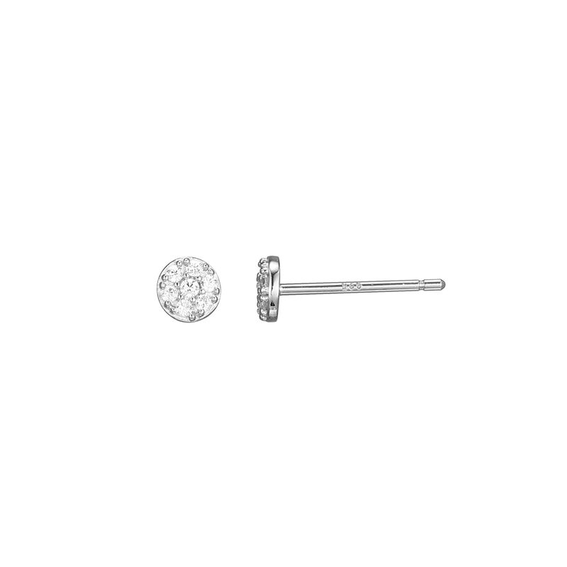 Brilliant-Cut Lab Grown .05ctw. Diamond Mini Cluster Stud Earrings in Sterling Silver image number null