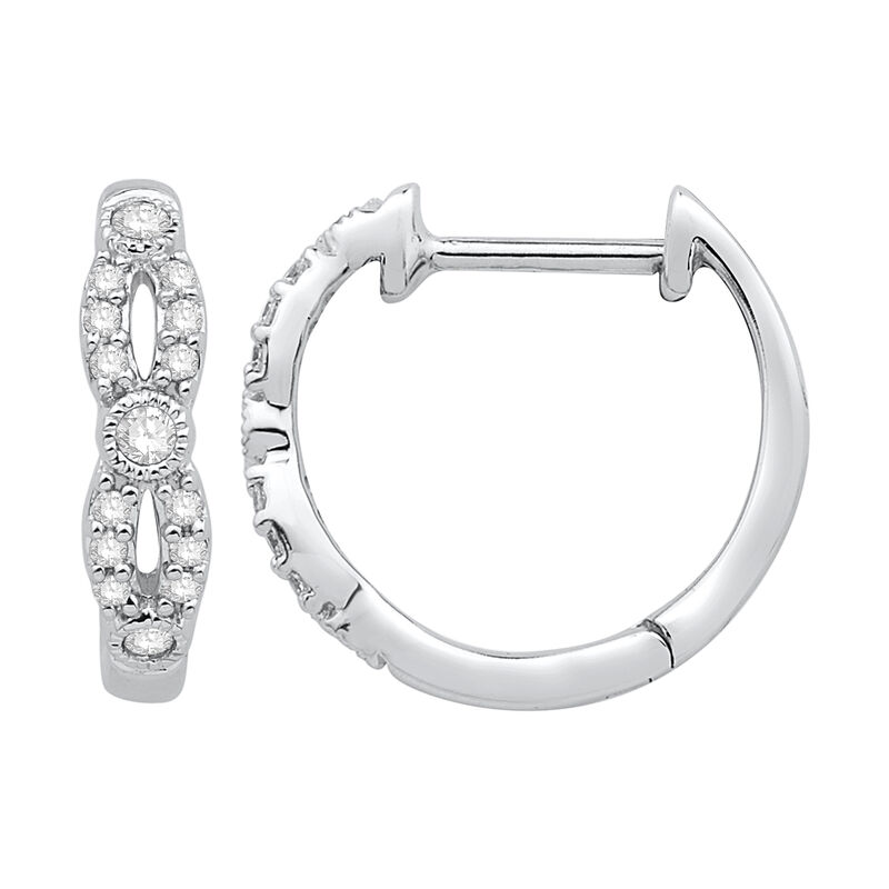 Petite Diamond Hoop Earrings in 10k White Gold image number null
