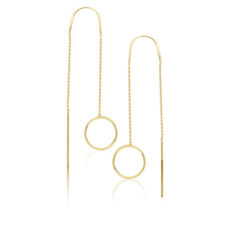 Open Disc Threaded Earrings in 14k Yellow Gold image number null