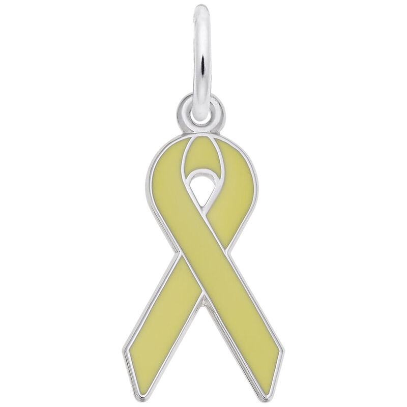 Yellow Ribbon Charm in 14K White Gold image number null