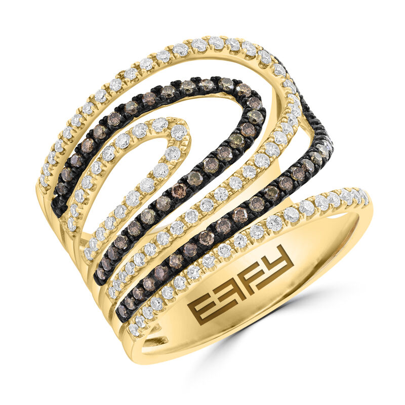 EFFY Brilliant-Cut .83ctw. Diamond White & Espresso Swirl in 14k Yellow Gold image number null