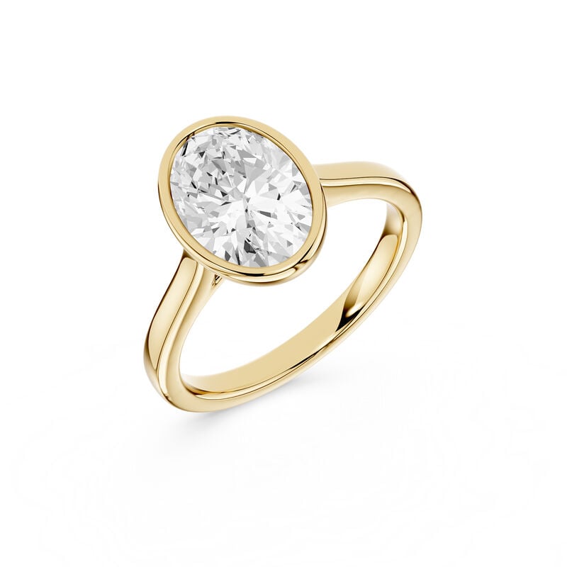 Oval Lab Grown Diamond 2ct. Bezel Solitaire Engagement Ring in 14k Yellow Gold image number null