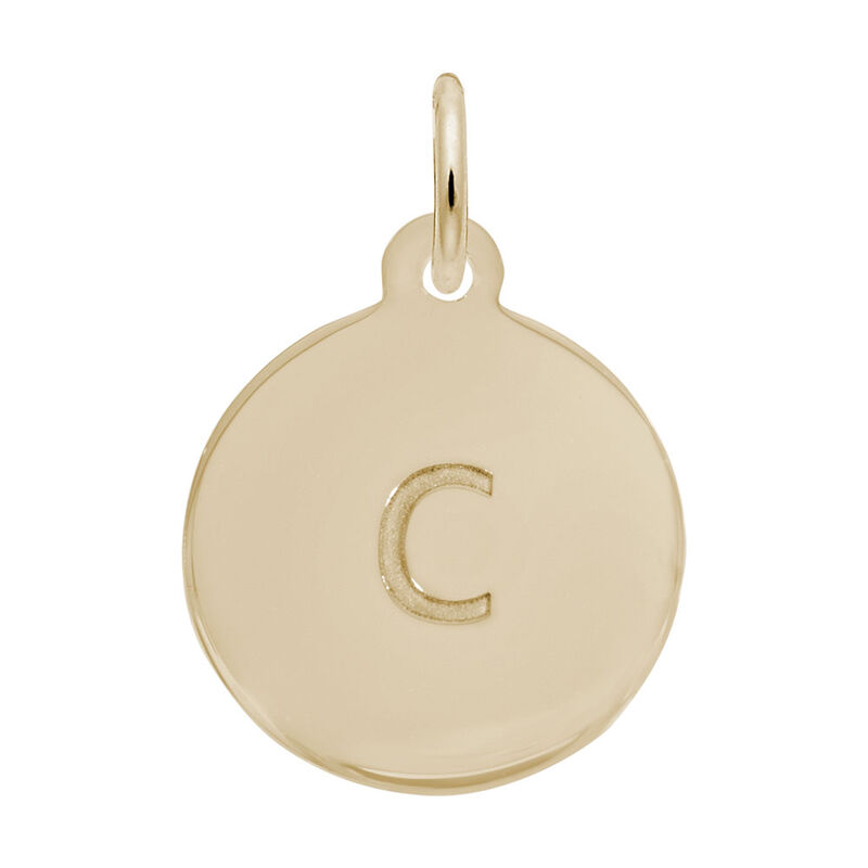 Lower Case Block C Initial Charm in Gold Plated Sterling Silver image number null