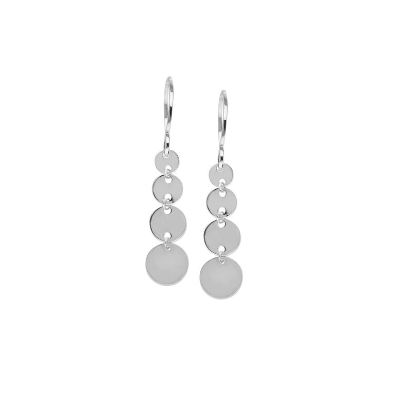 Dangle Disc Fish Hook Earrings in 14k White Gold image number null