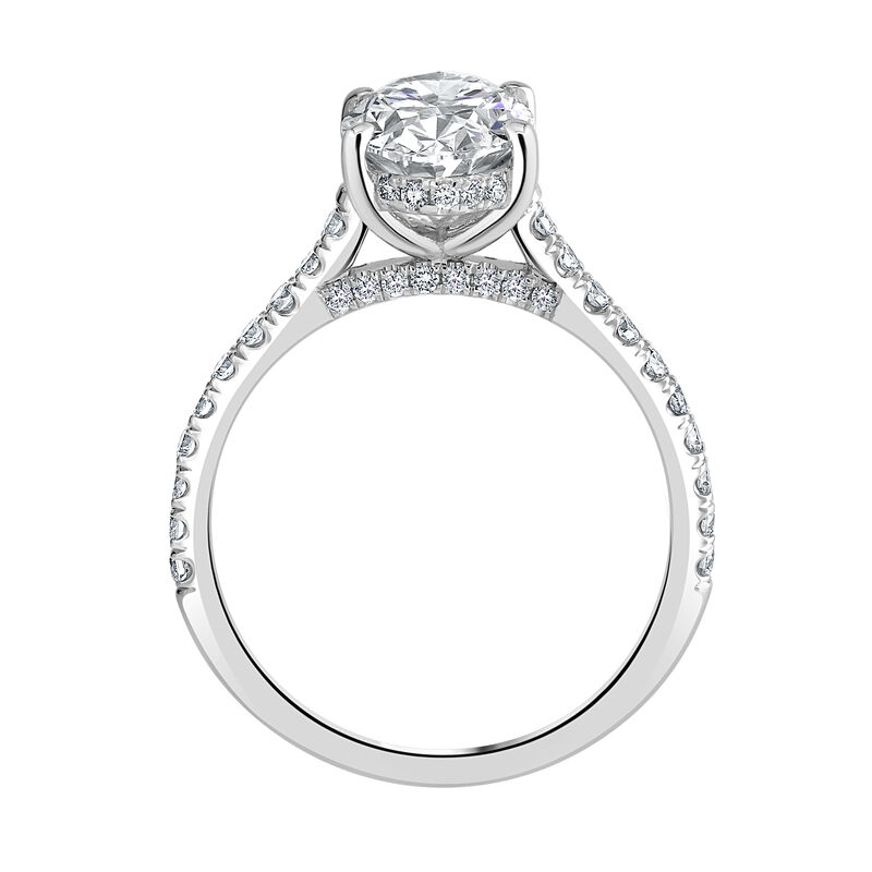 Oval-Cut Lab Grown 2 3/8ctw. Diamond Hidden Halo Cathedral Engagement Ring in 14k White Gold image number null