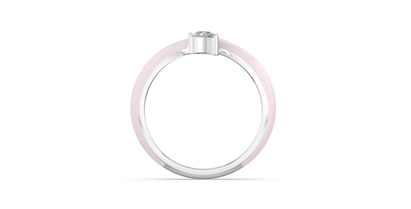 Pear-Shaped Lab Grown Diamond Pink Ceramic Open Style Ring in Sterling Silver image number null