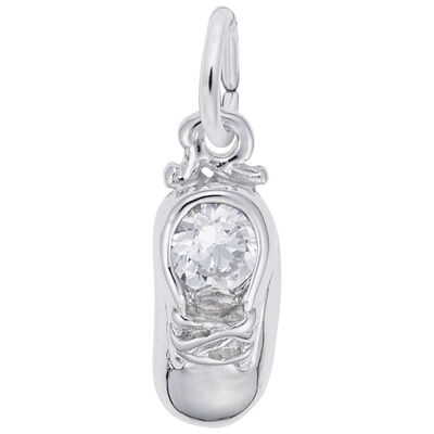 April Baby Shoe Charm in Sterling Silver